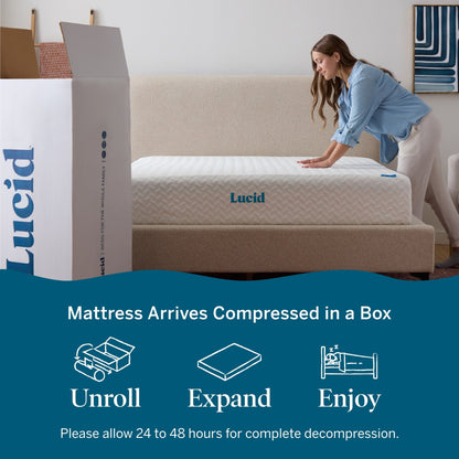 Matelas Lucid en mousse à mémoire de forme de luxe de 10 pouces