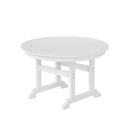 Ensemble de salle à manger d'extérieur Polytrends Laguna en PEHD, toutes saisons, avec table ronde et fauteuils (5 pièces)