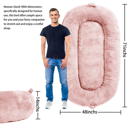 Lit géant pour chien (71 x 48 x 14 cm), lavable, idéal pour les siestes des humains et des adultes.