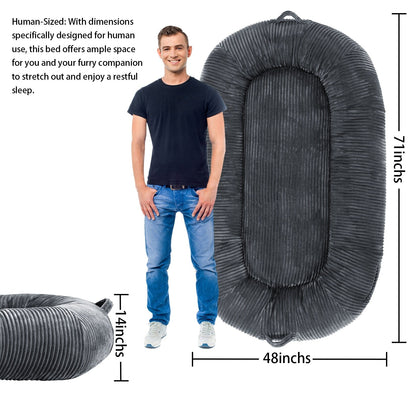 Lit géant pour chien (71 x 48 x 14 cm), lavable, idéal pour les siestes des humains et des adultes.