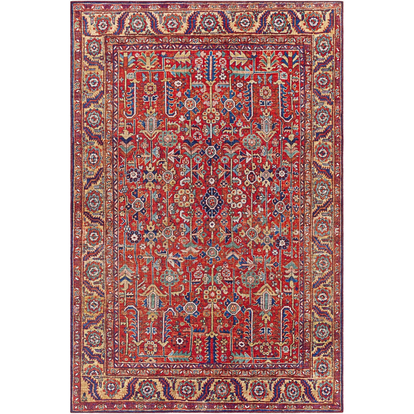 Tapis Livabliss Iris à motif floral et botanique traditionnel revisité