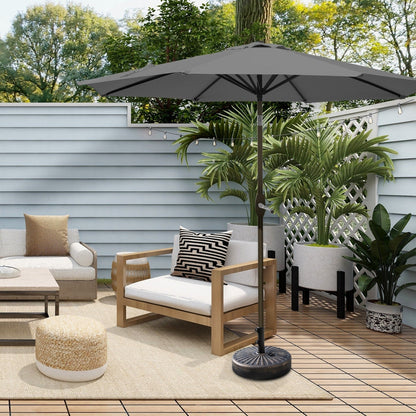 Parasol de patio Lopes de 9 pieds avec base en finition bronze et support de poids inclus