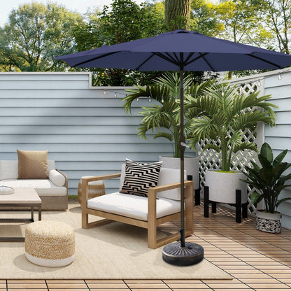 Parasol de patio Lopes de 9 pieds avec base en finition bronze et support de poids inclus