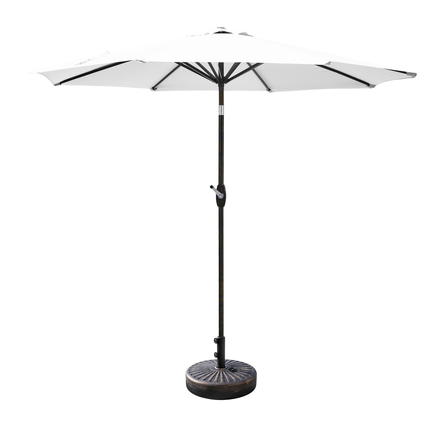 Parasol de patio Lopes de 9 pieds avec base en finition bronze et support de poids inclus