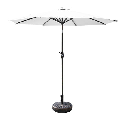 Parasol de patio Lopes de 9 pieds avec base en finition bronze et support de poids inclus