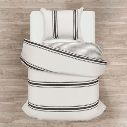 Ensemble de housse de couette 3 pièces à rayures style ferme Lush Decor