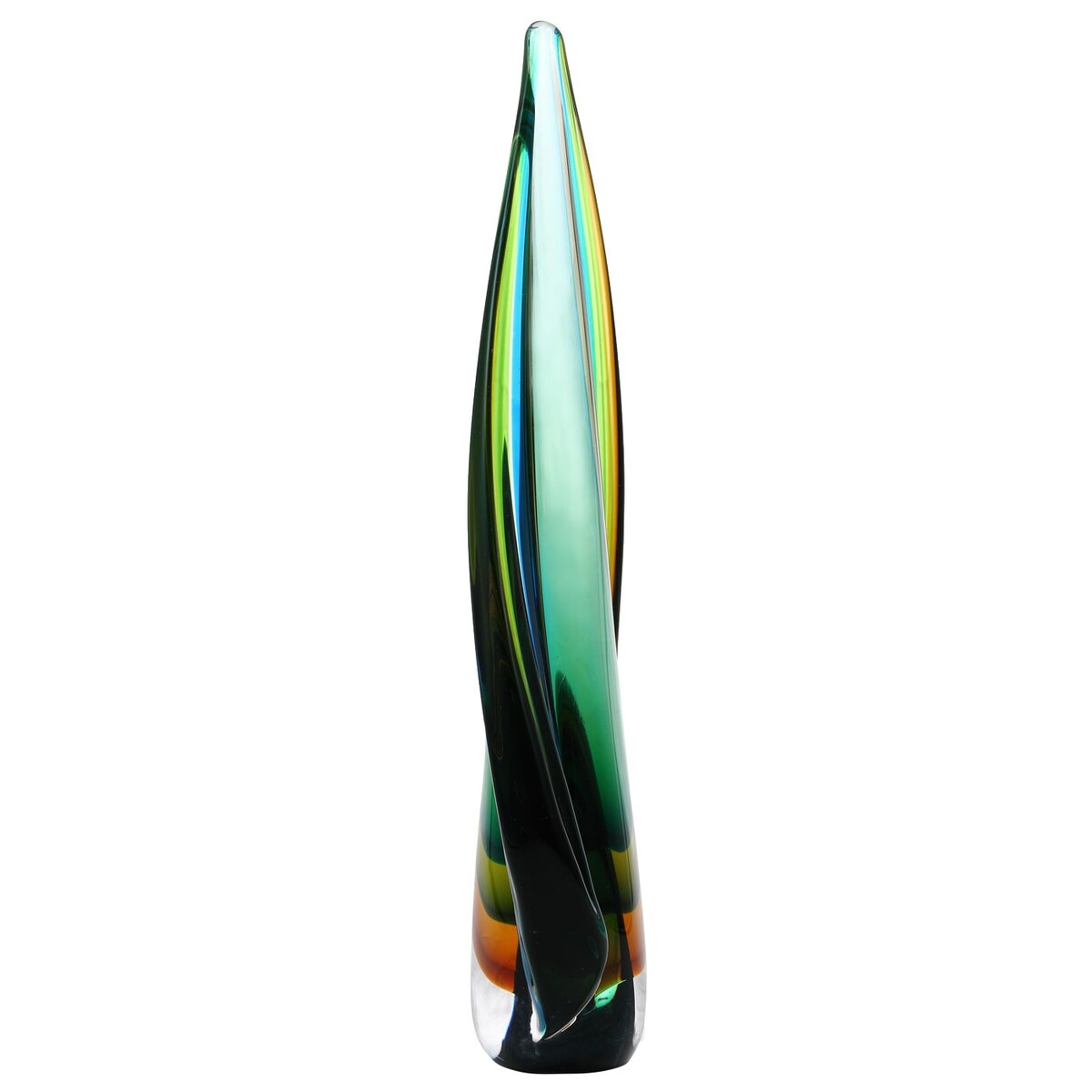 Sculpture en verre soufflé à la main Luxury Lane, en forme de larme à flamme verte, Sommerso, 25 à 45 cm de hauteur
