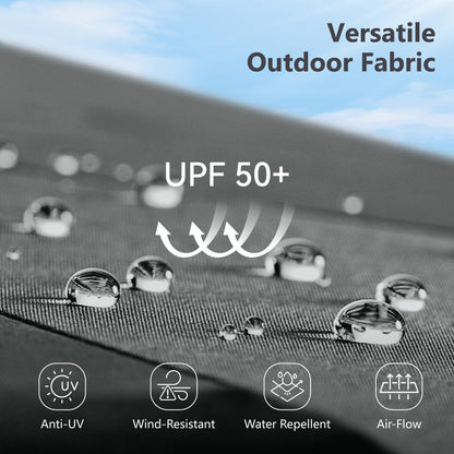 MAISON ARTS Parasol déporté hydraulique automatique de 12 pieds avec mât en aluminium et rotation à 360 degrés