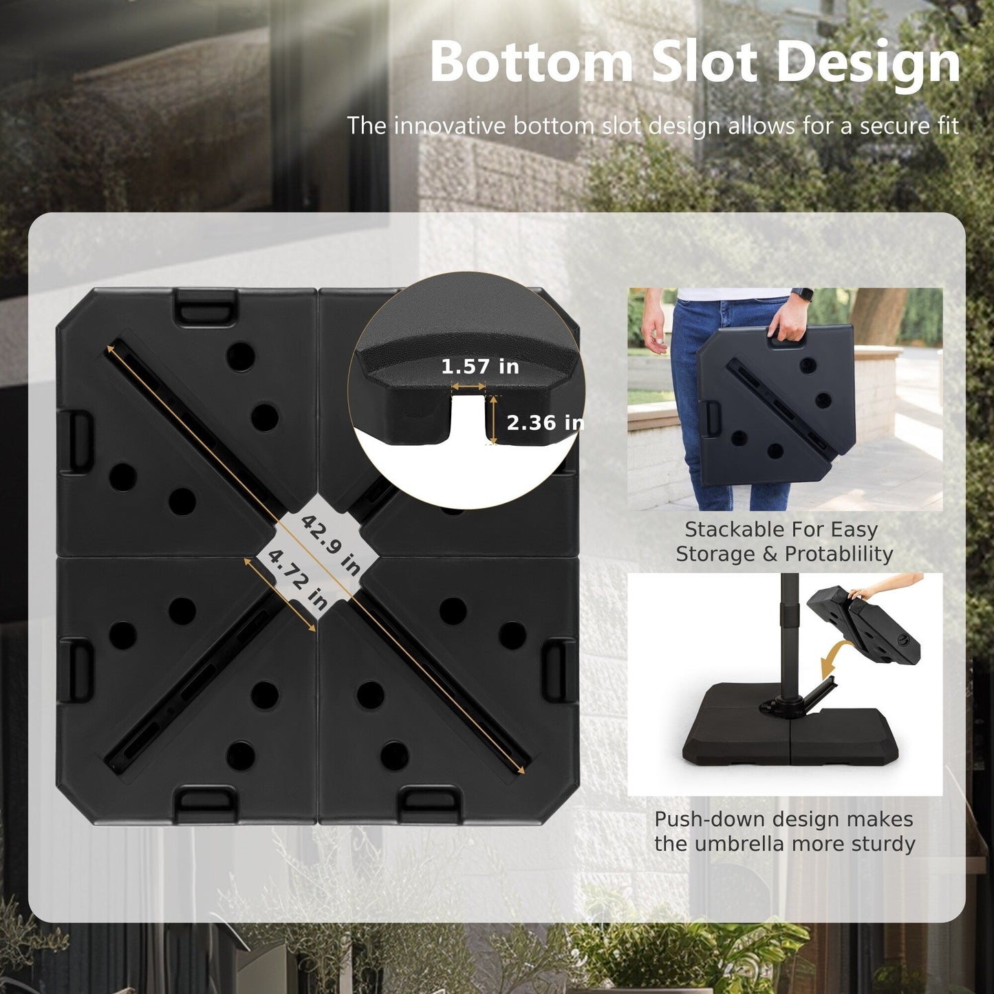 MAISON ARTS Parasol déporté hydraulique automatique de 12 pieds avec mât en aluminium et rotation à 360 degrés