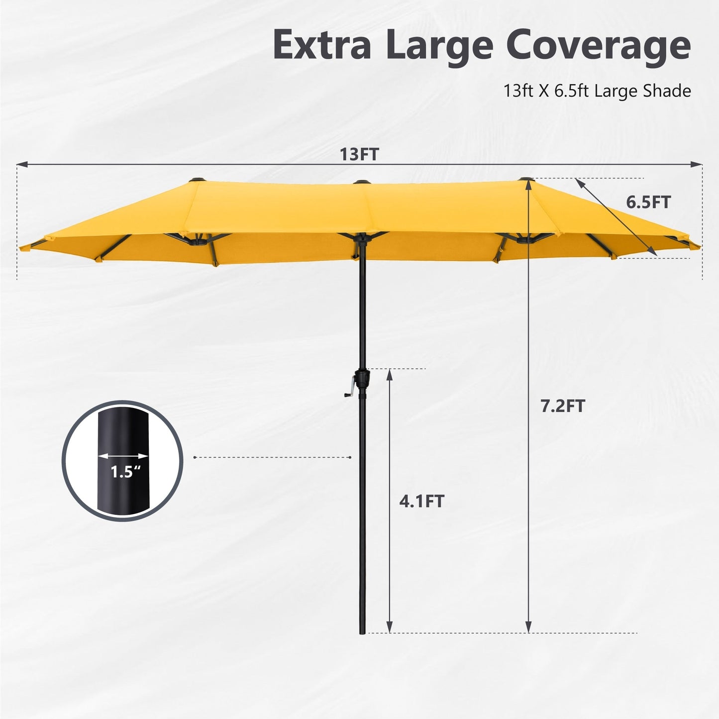 Parasol de terrasse double face extra large de 4 m (13 pi) avec manivelle, MAISON ARTS