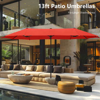 Parasol de terrasse double face extra large de 4 m (13 pi) avec manivelle, MAISON ARTS