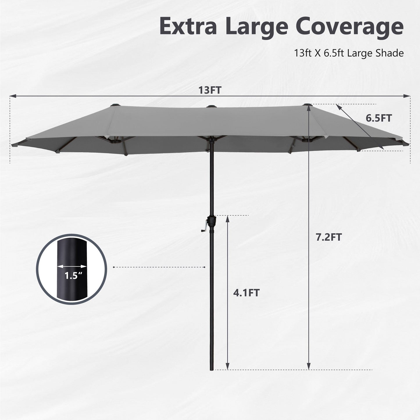 Parasol de terrasse double face extra large de 4 m (13 pi) avec manivelle, MAISON ARTS
