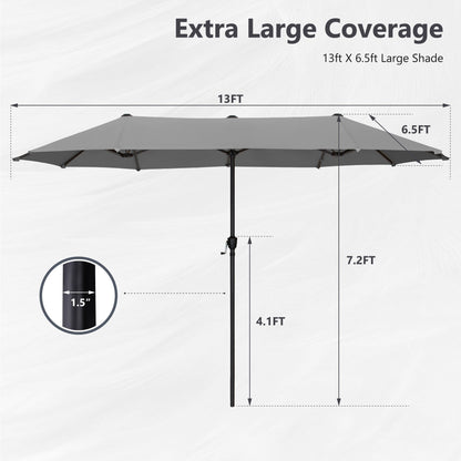 Parasol de terrasse double face extra large de 4 m (13 pi) avec manivelle, MAISON ARTS