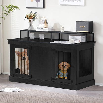 Meuble TV pour cage à chien Mcombo, grand format, niche en bois avec doubles portes, modèle 1861