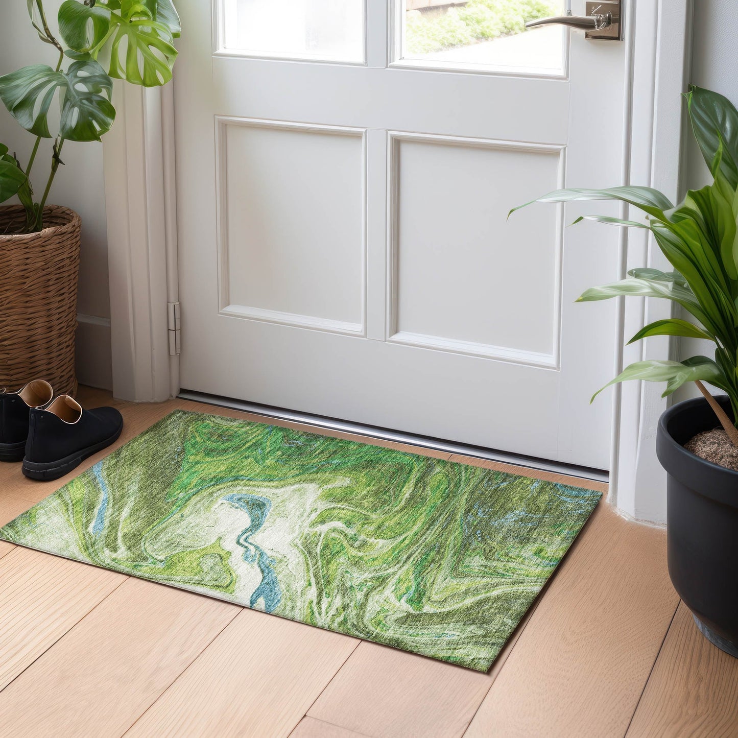 Tapis Chantille à motifs abstraits, lavable en machine, pour intérieur et extérieur