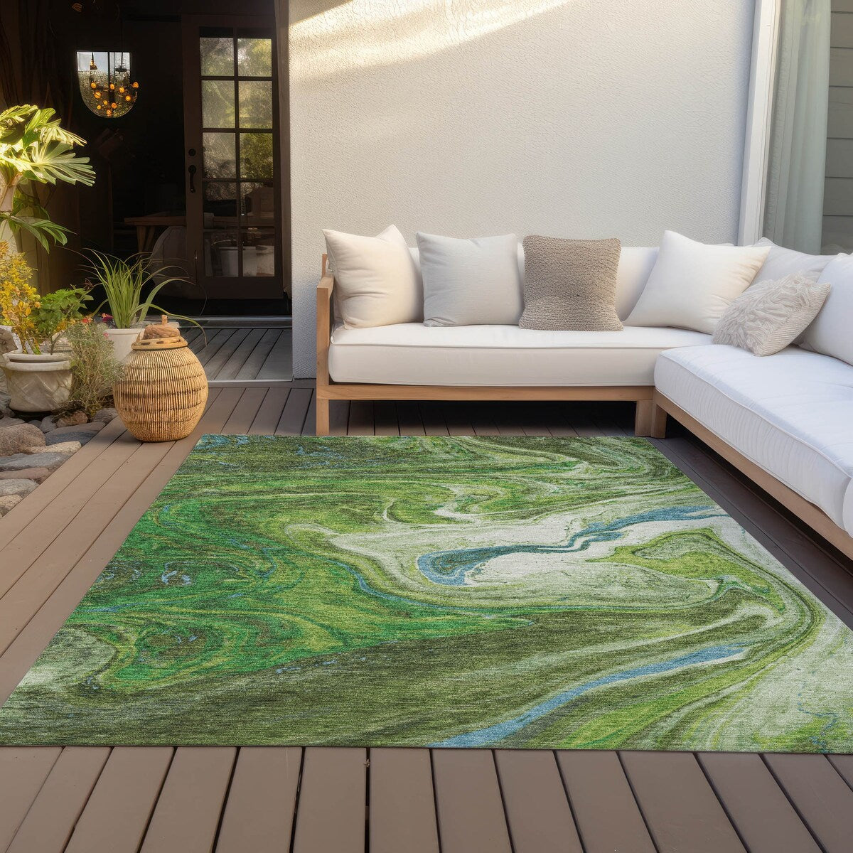 Tapis Chantille à motifs abstraits, lavable en machine, pour intérieur et extérieur