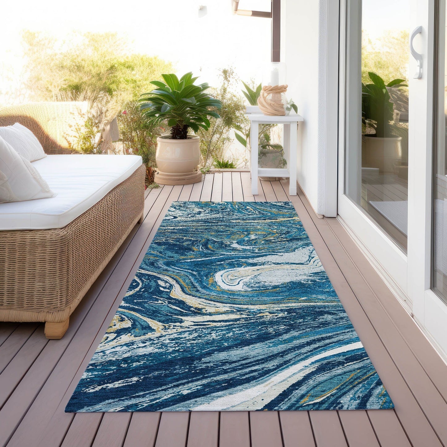 Tapis Chantille à motifs abstraits, lavable en machine, pour intérieur et extérieur