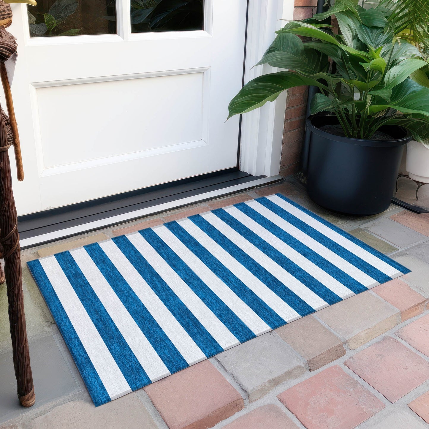Tapis Chantille à rayures cabana lavable en machine pour intérieur/extérieur