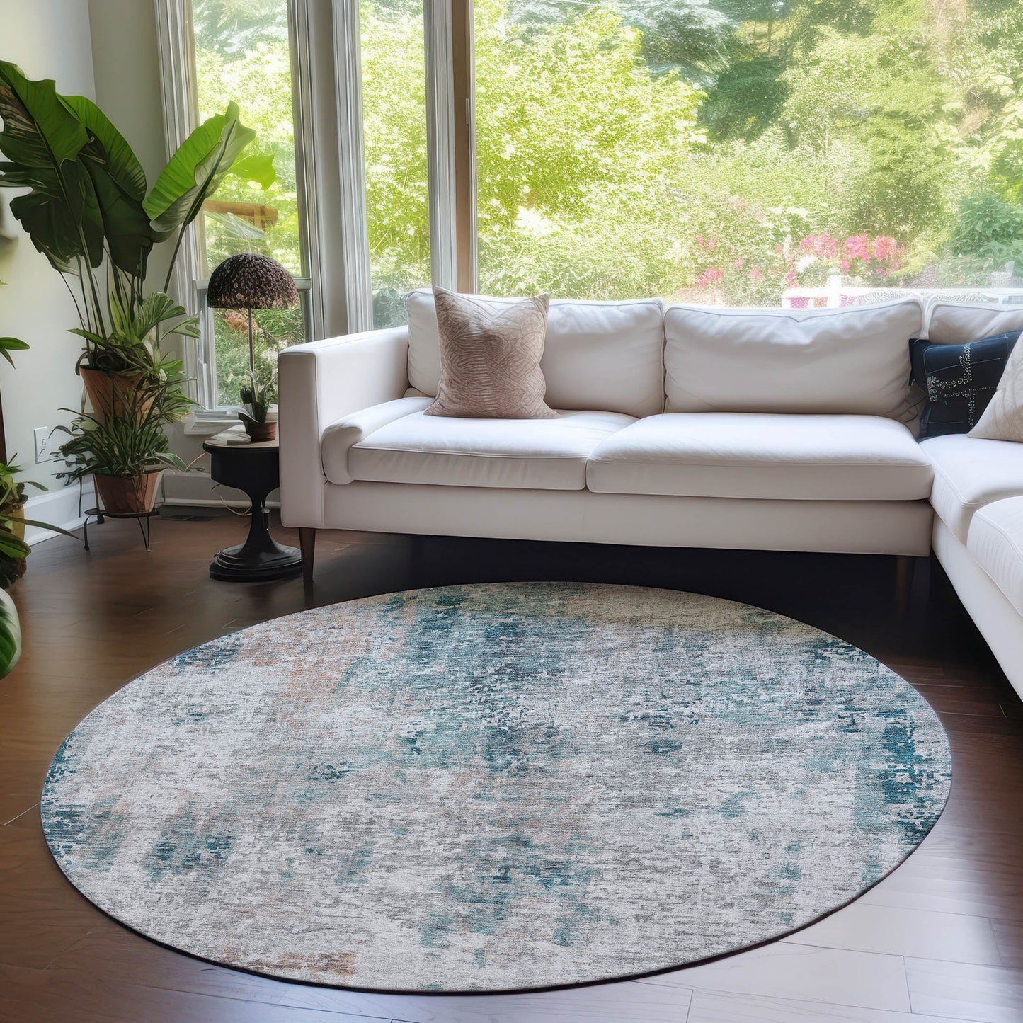 Tapis Chantille abstrait moderne lavable en machine pour intérieur/extérieur