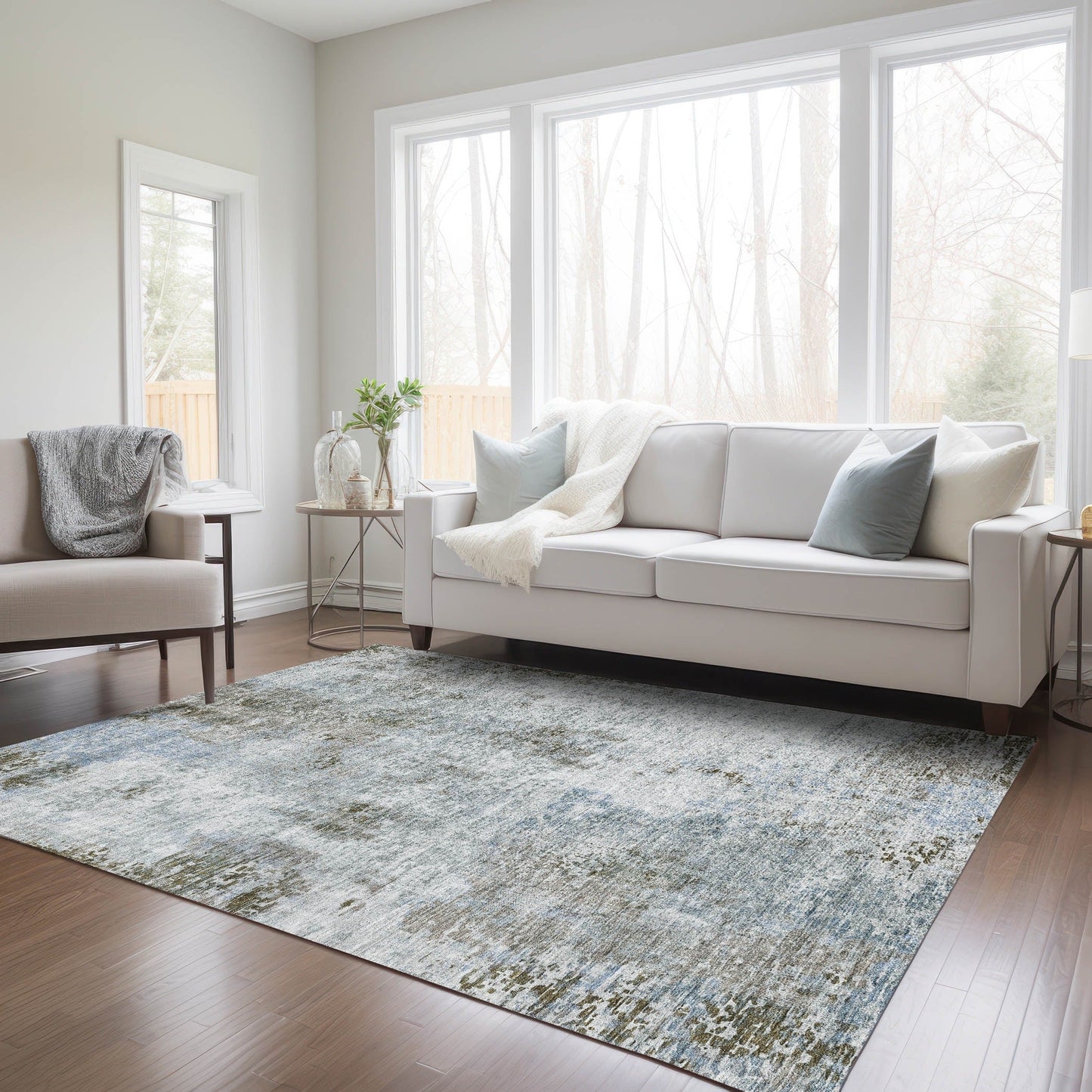 Tapis Chantille abstrait moderne lavable en machine pour intérieur/extérieur