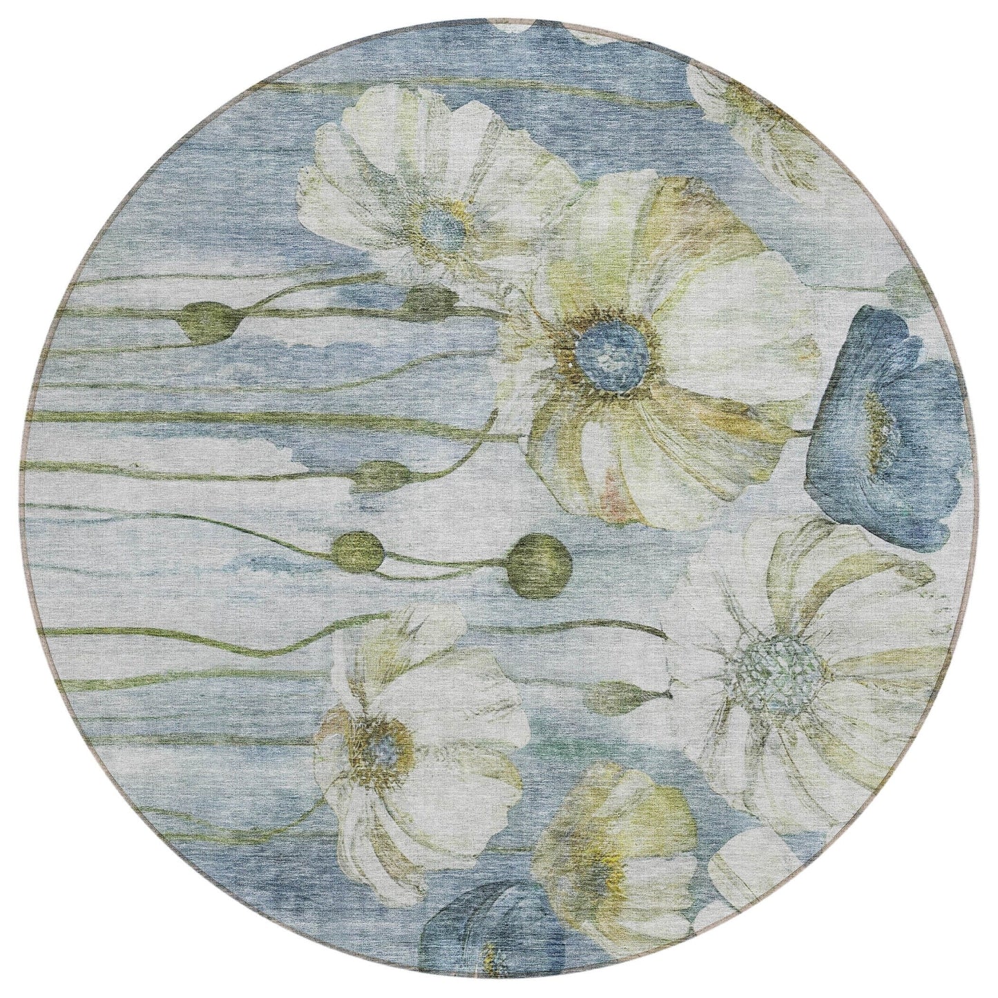 Tapis Chantille moderne à motif floral, lavable en machine, pour intérieur/extérieur
