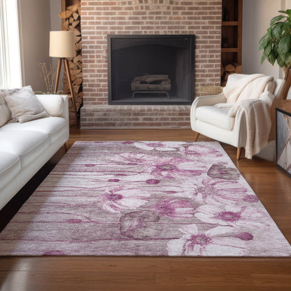 Tapis Chantille moderne à motif floral, lavable en machine, pour intérieur/extérieur