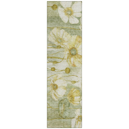 Tapis Chantille moderne à motif floral, lavable en machine, pour intérieur/extérieur