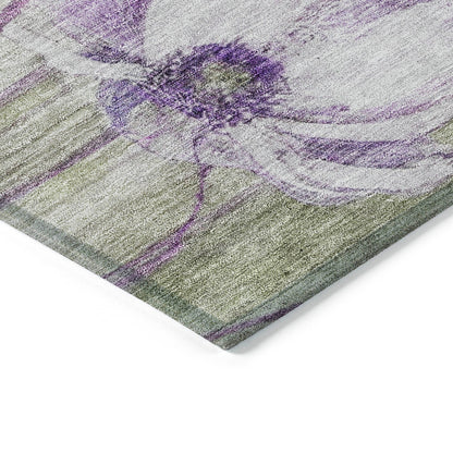 Tapis Chantille moderne à motif floral, lavable en machine, pour intérieur/extérieur