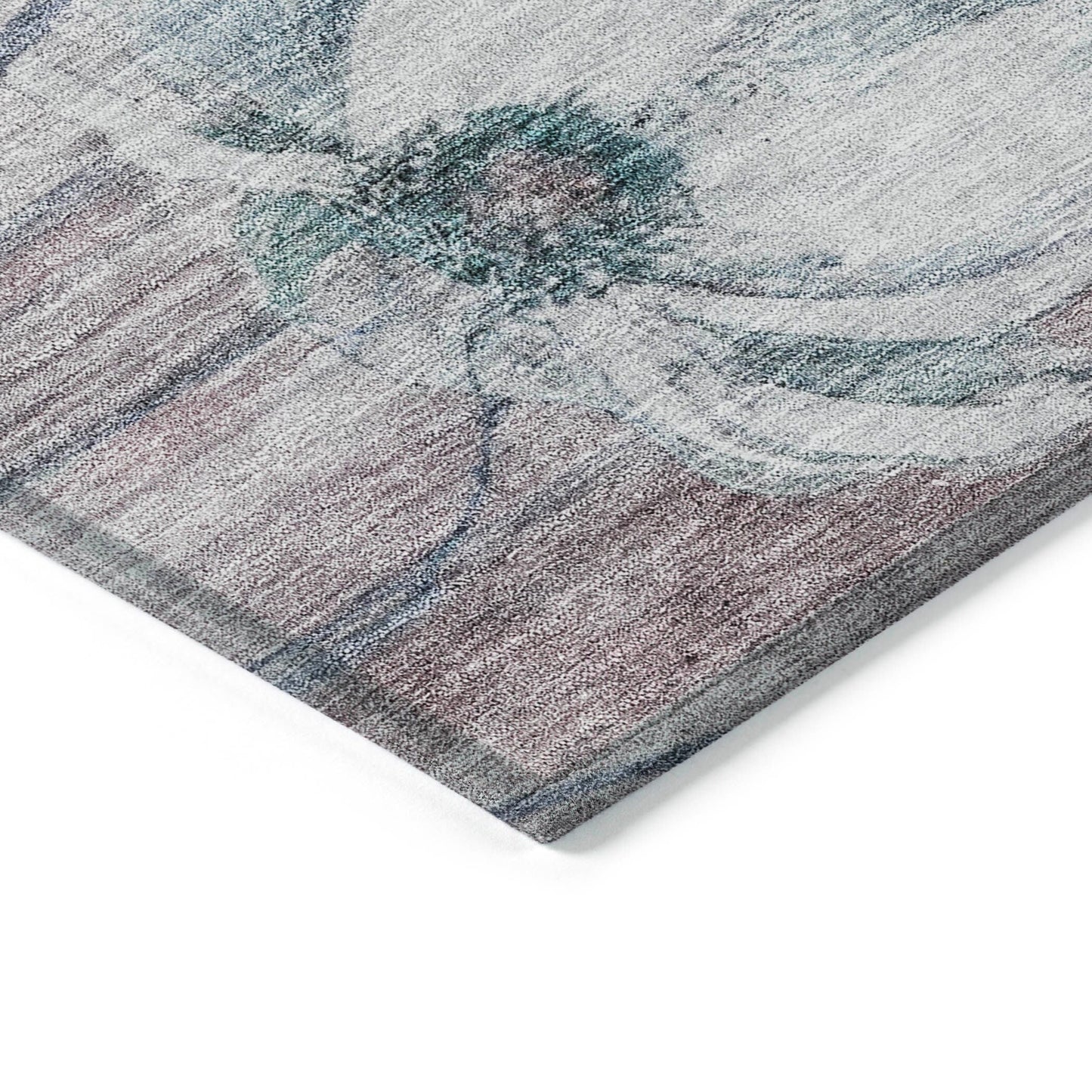 Tapis Chantille moderne à motif floral, lavable en machine, pour intérieur/extérieur