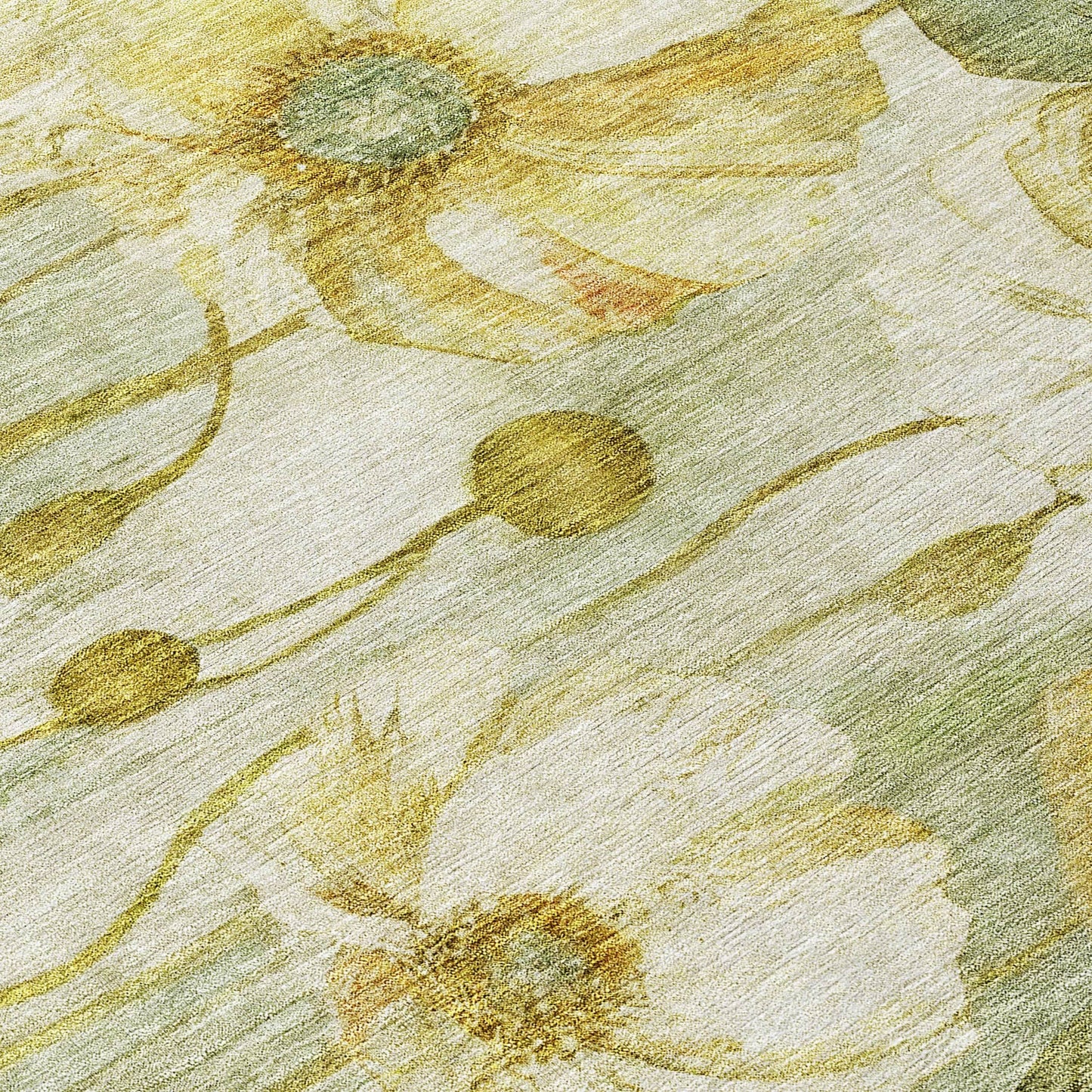 Tapis Chantille moderne à motif floral, lavable en machine, pour intérieur/extérieur