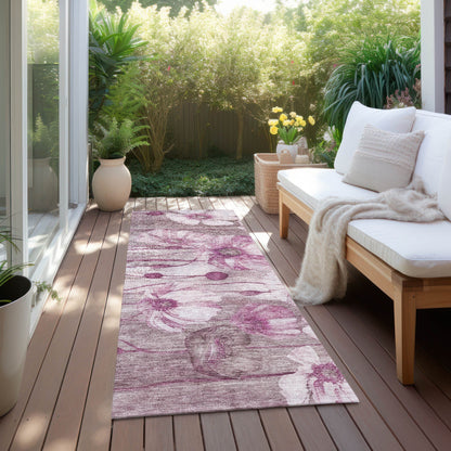 Tapis Chantille moderne à motif floral, lavable en machine, pour intérieur/extérieur