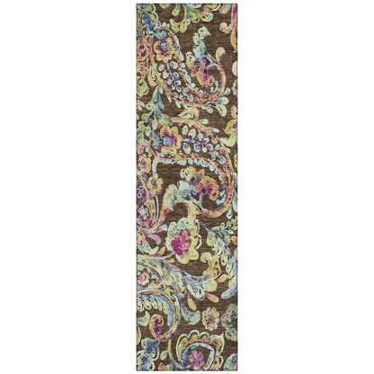 Tapis Chantille traditionnel à volutes lavable en machine pour intérieur/extérieur