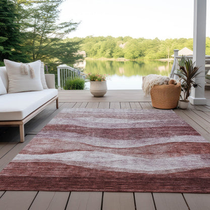 Tapis Chantille contemporain à vagues, lavable en machine, pour intérieur et extérieur