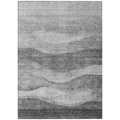 Tapis Chantille contemporain à vagues, lavable en machine, pour intérieur et extérieur