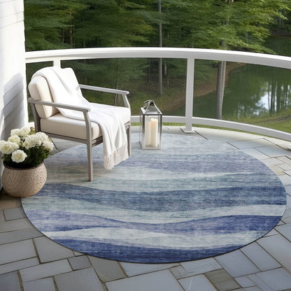 Tapis Chantille contemporain à vagues, lavable en machine, pour intérieur et extérieur