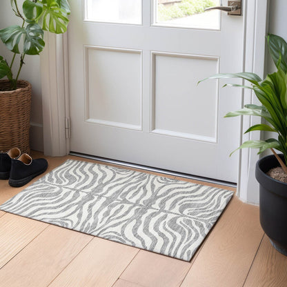 Tapis Chantille moderne à motif animal, lavable en machine, pour intérieur et extérieur
