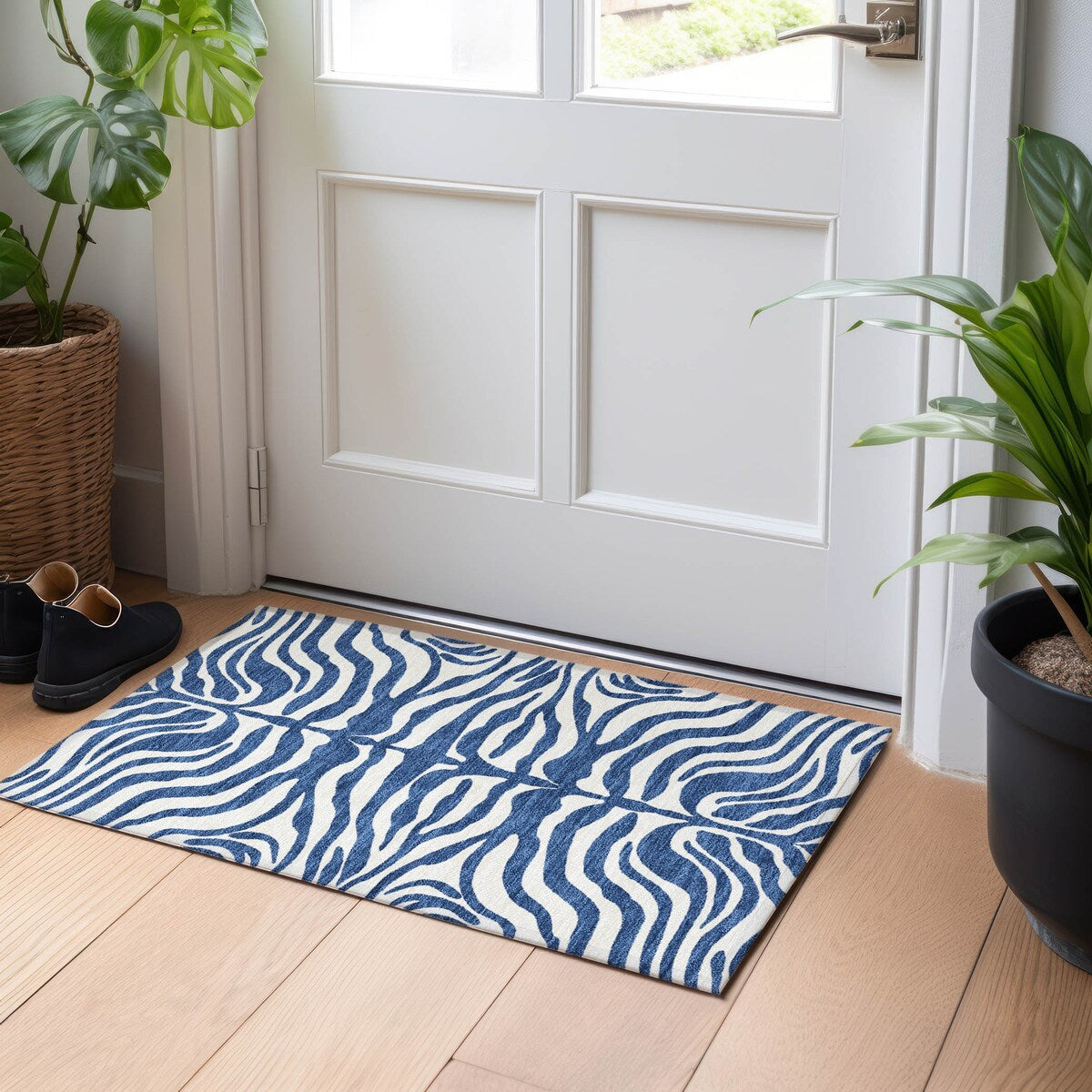 Tapis Chantille moderne à motif animal, lavable en machine, pour intérieur et extérieur
