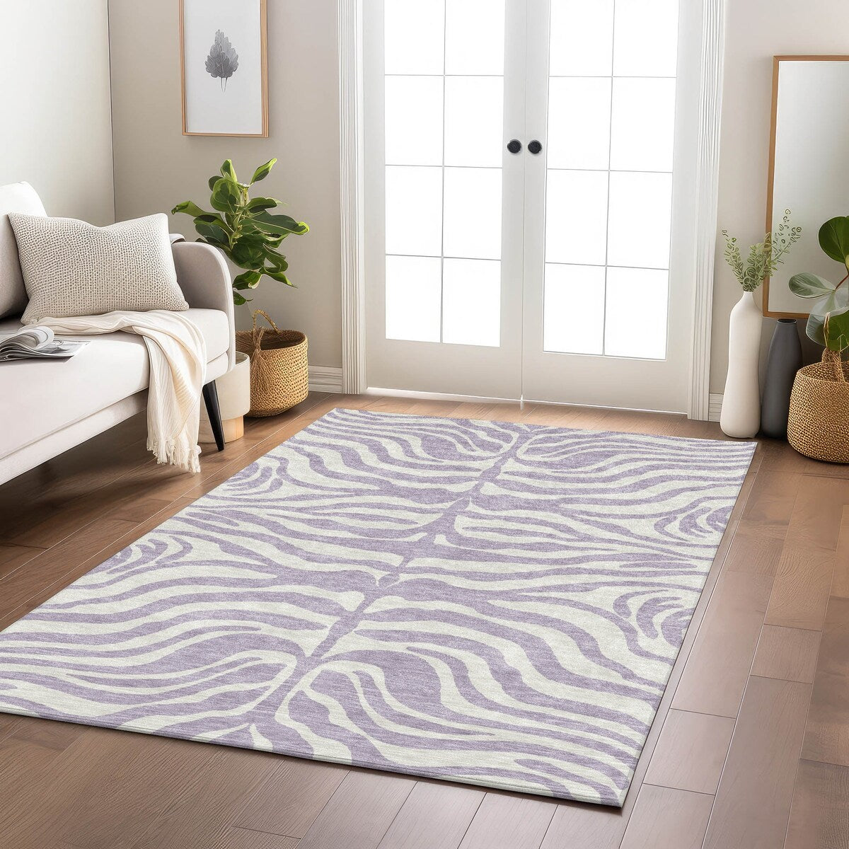 Tapis Chantille moderne à motif animal, lavable en machine, pour intérieur et extérieur