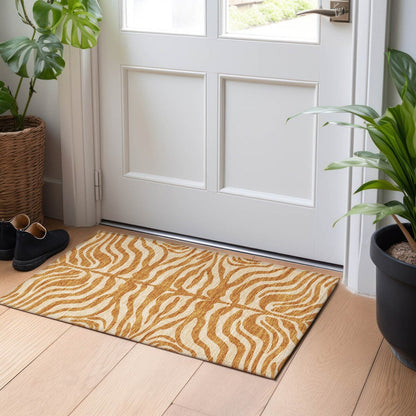 Tapis Chantille moderne à motif animal, lavable en machine, pour intérieur et extérieur