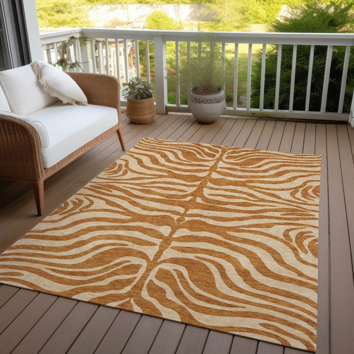 Tapis Chantille moderne à motif animal, lavable en machine, pour intérieur et extérieur