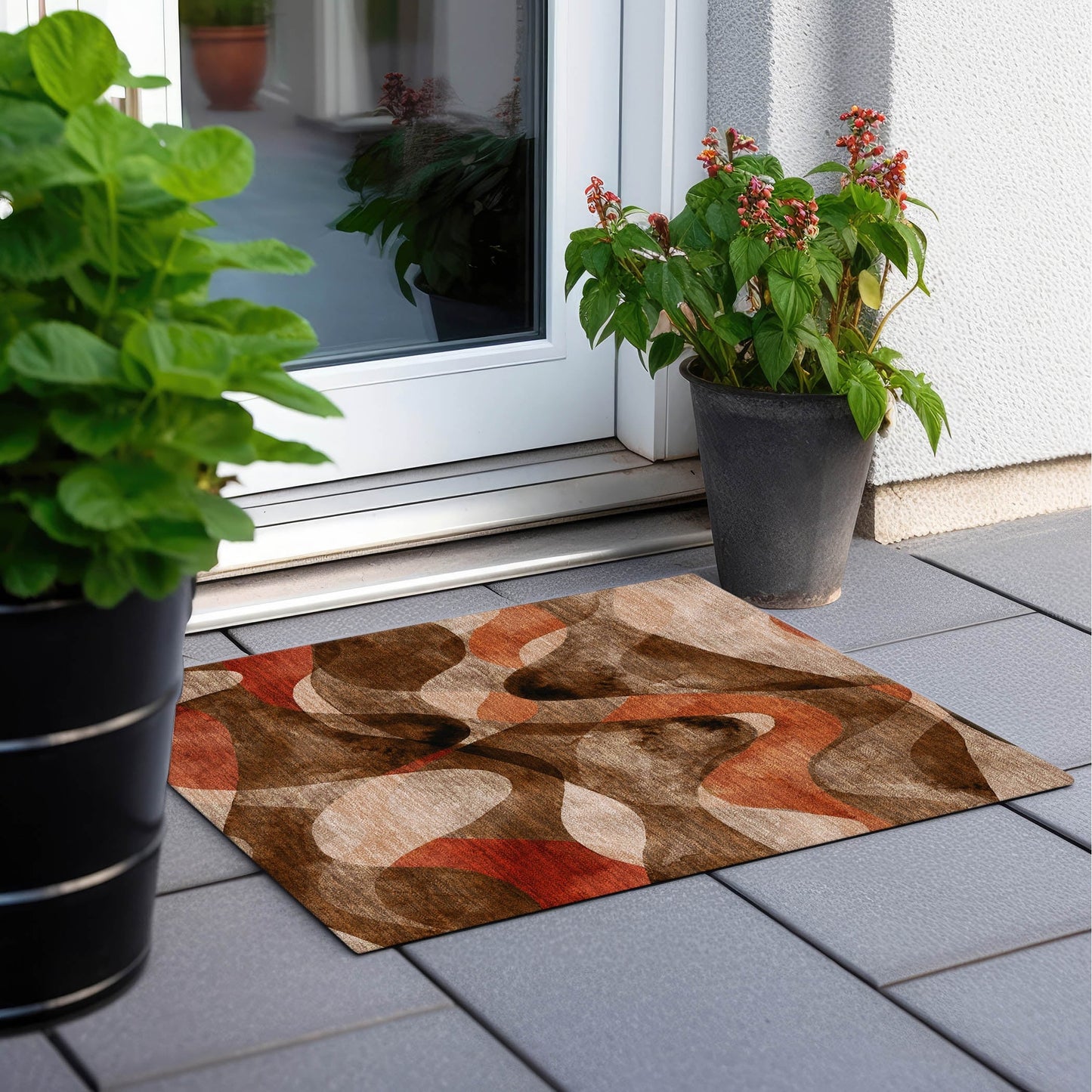 Tapis Chantille moderne lavable en machine pour intérieur/extérieur