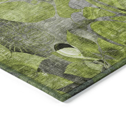 Tapis Chantille moderne à motif floral lavable en machine pour intérieur/extérieur