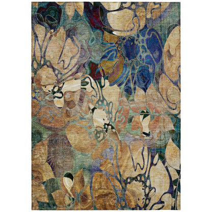 Tapis Chantille moderne à motif floral lavable en machine pour intérieur/extérieur