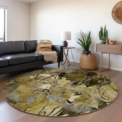 Tapis Chantille moderne à motif floral lavable en machine pour intérieur/extérieur