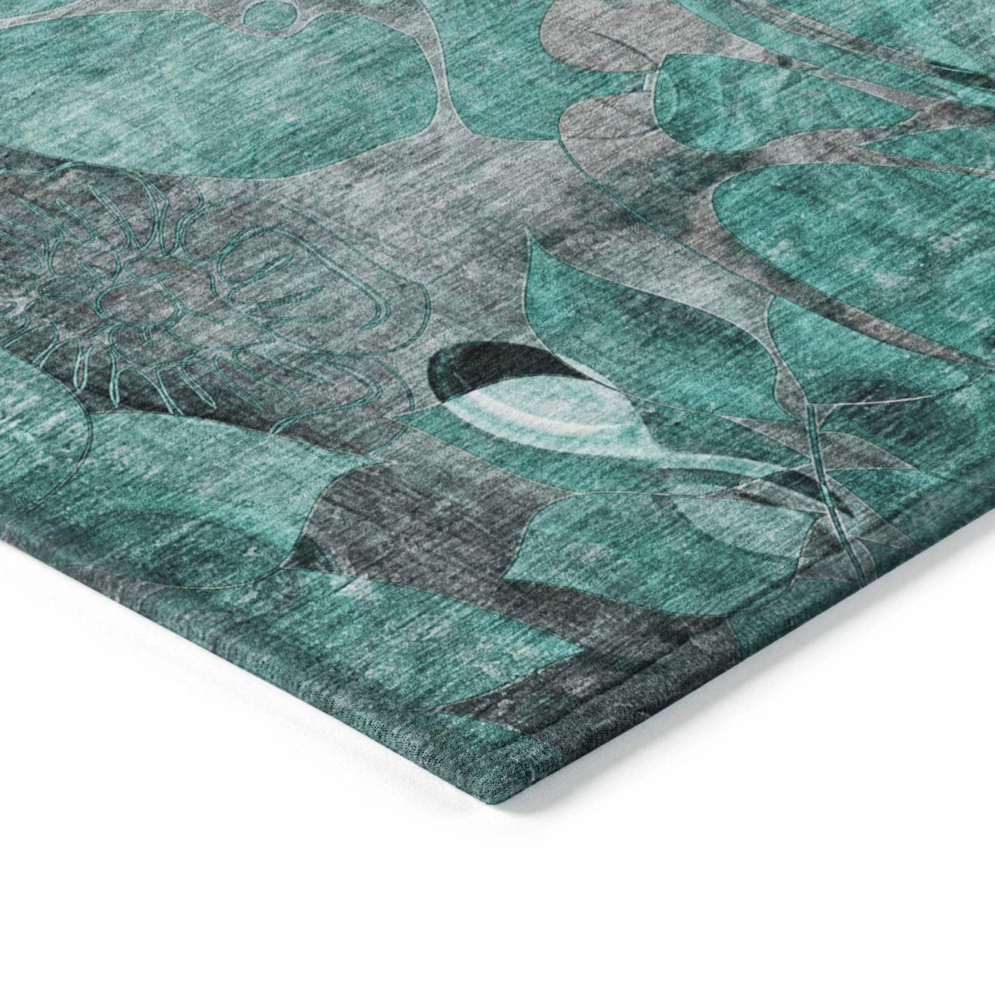 Tapis Chantille moderne à motif floral lavable en machine pour intérieur/extérieur