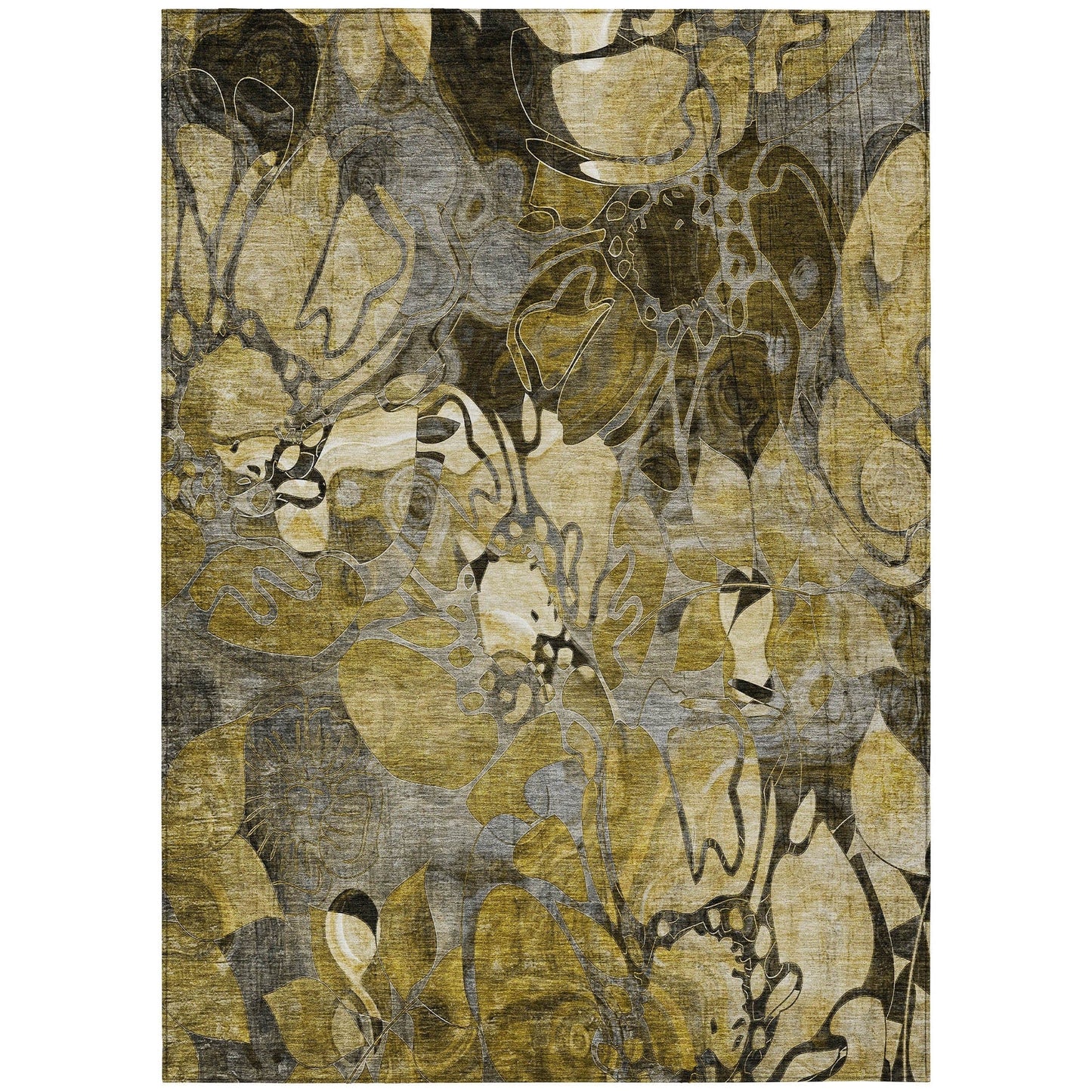 Tapis Chantille moderne à motif floral lavable en machine pour intérieur/extérieur