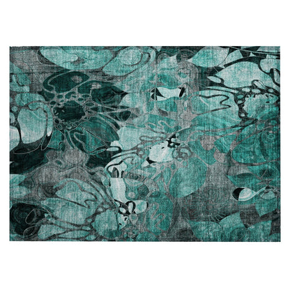 Tapis Chantille moderne à motif floral lavable en machine pour intérieur/extérieur