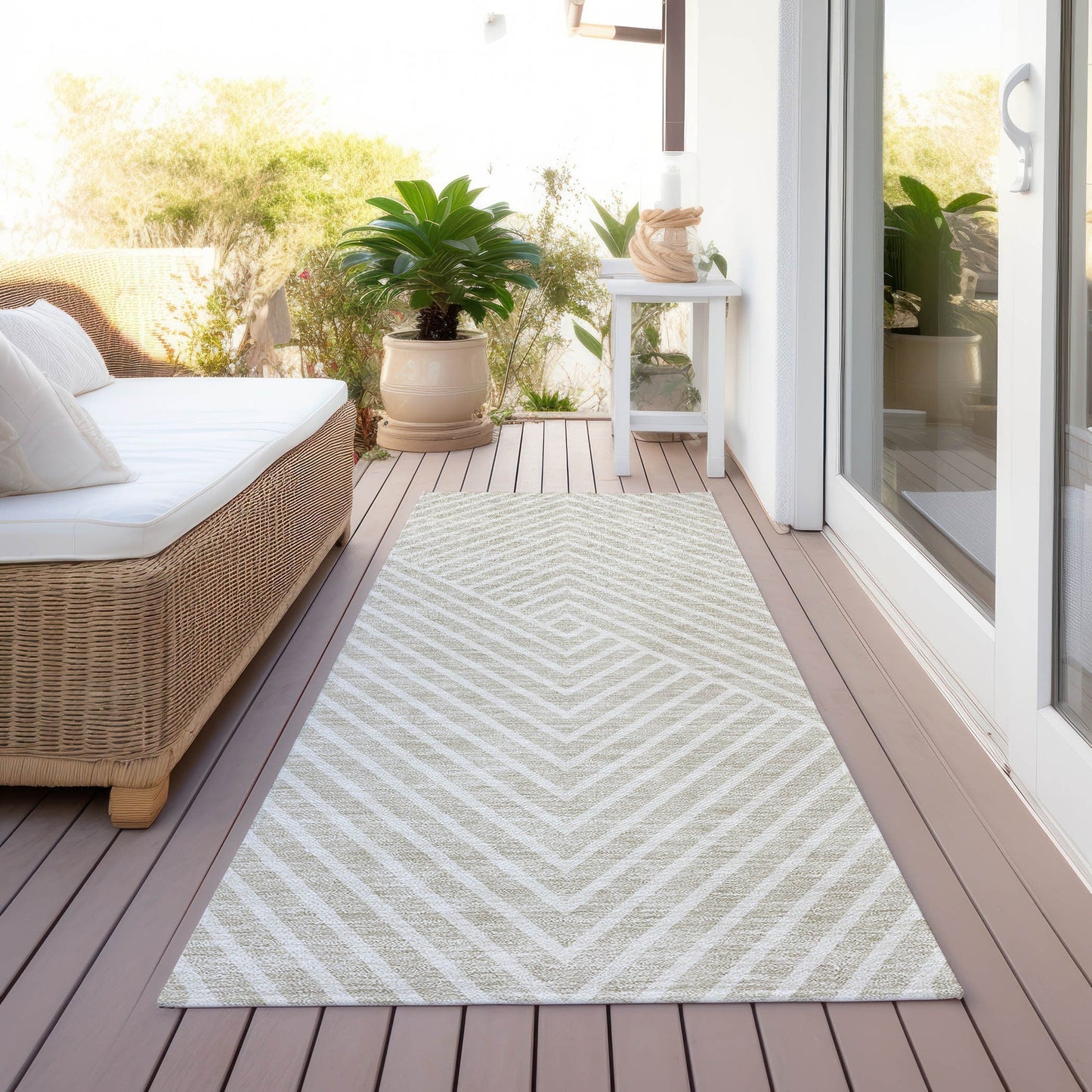 Tapis Chantille géométrique moderne lavable en machine pour intérieur/extérieur