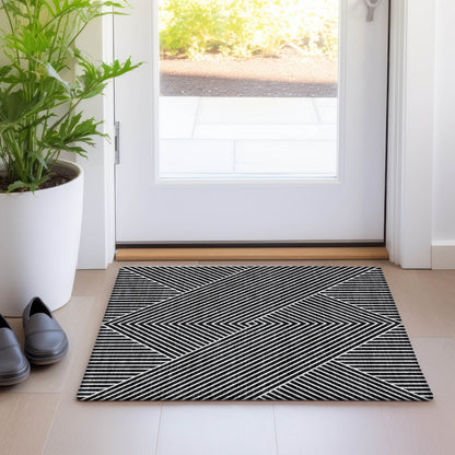 Tapis Chantille géométrique moderne lavable en machine pour intérieur/extérieur