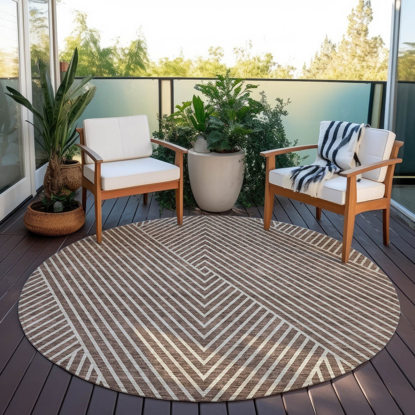 Tapis Chantille géométrique moderne lavable en machine pour intérieur/extérieur